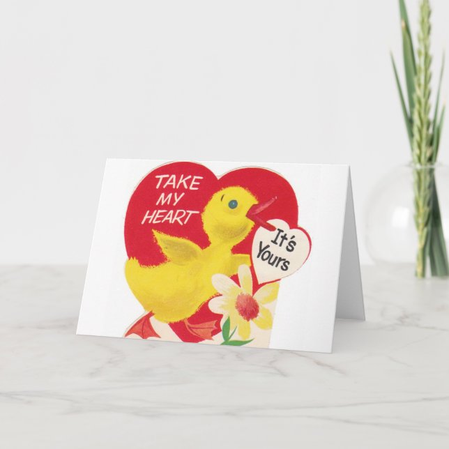 Tarjeta de felicitación Retro Duck El día de San V (Anverso)