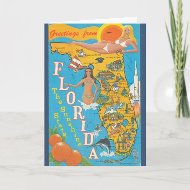 Tarjeta de felicitación Retro Florida (Anverso)
