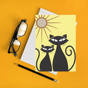 Tarjeta de felicitación Retro Guay Black Cat Blank