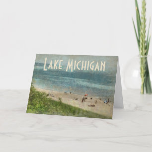 Tarjeta de felicitación Retro Lake Michigan Shorel