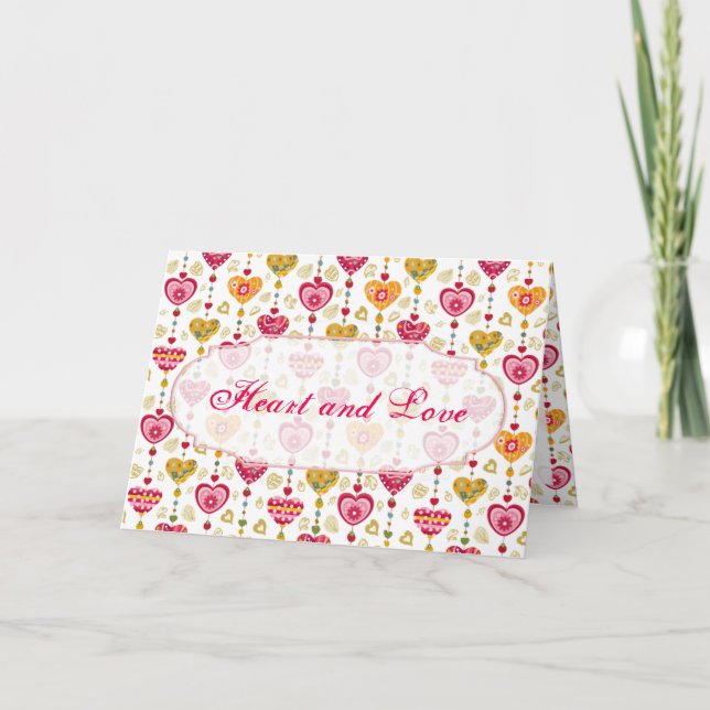 Tarjeta de felicitación retro Valentine Heart (Anverso)