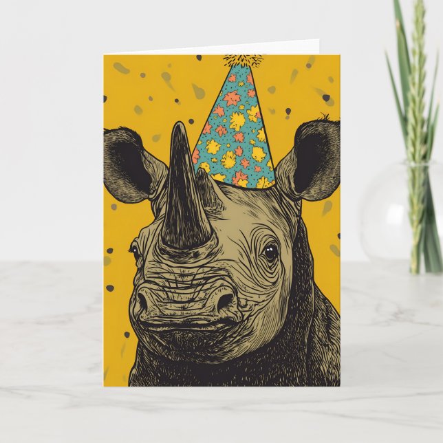 Tarjeta de felicitación Rhino Birthday Party (Anverso)