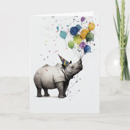 Tarjeta de felicitación Rhino Birthday Party