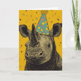 Tarjeta de felicitación Rhino Birthday Party