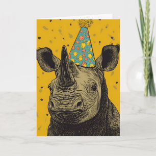 Tarjeta de felicitación Rhino Birthday Party