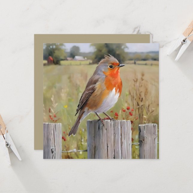 Tarjeta de Felicitación Robin Redbreast (Anverso/Reverso In Situ)