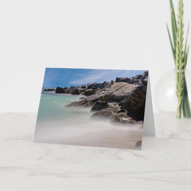 Tarjeta de Felicitación Rocas y Olas de Shell Isla (Anverso)
