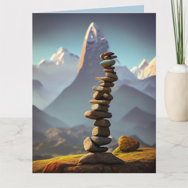 Tarjeta de felicitación ROCK CALM STONES ART BIRTH (Anverso)