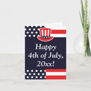 Tarjeta de felicitación roja, blanca y azul para e