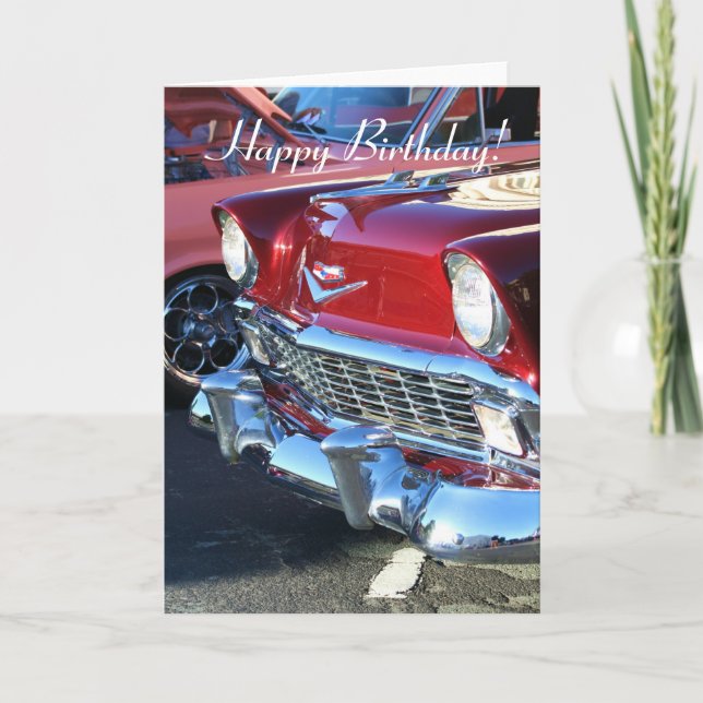 Tarjeta de felicitación roja clásica del coche del (Anverso)