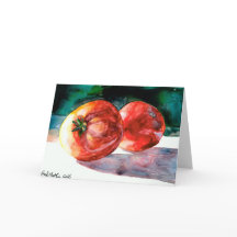 Tarjeta de felicitación roja de 2 tomates