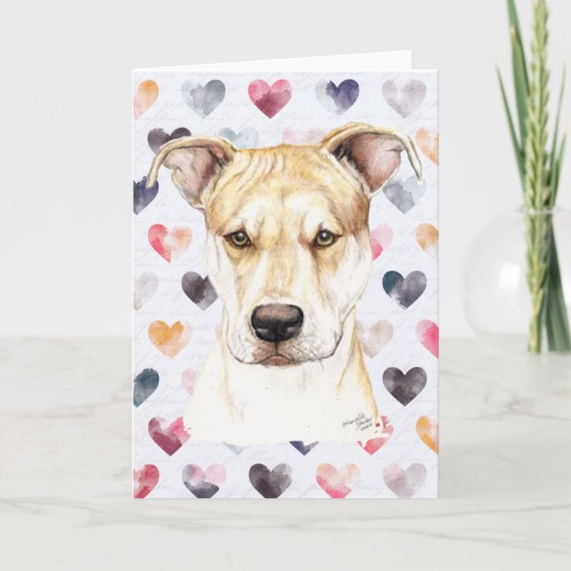 Tarjeta de felicitación roja de DogArt del pitbull (Anverso)