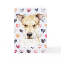 Tarjeta de felicitación roja de DogArt del pitbull