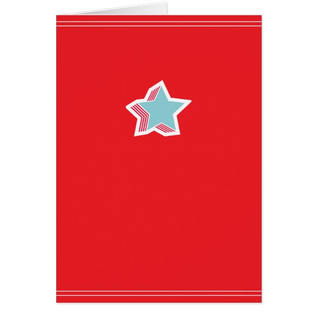 Tarjeta de felicitación roja de estrella moderna (Frente)