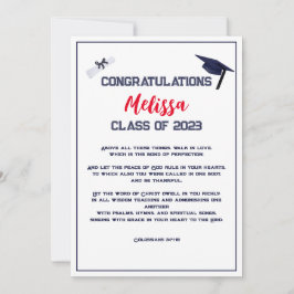 Tarjeta de felicitación roja de guiones de graduac
