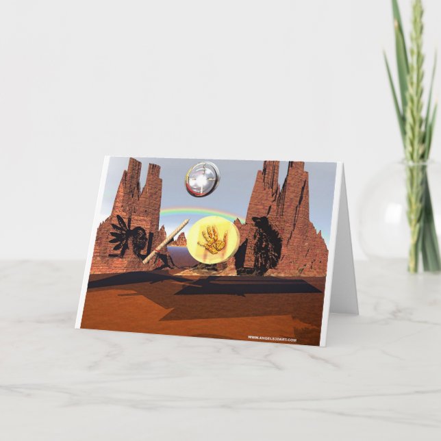 Tarjeta de felicitación roja de la montaña (Anverso)