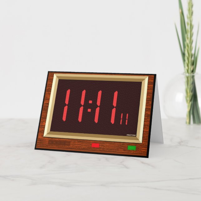 Tarjeta de felicitación (roja) del reloj del 11:11 (Anverso)