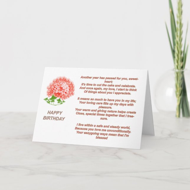Tarjeta de felicitación Romance Birthday Poem (Anverso)