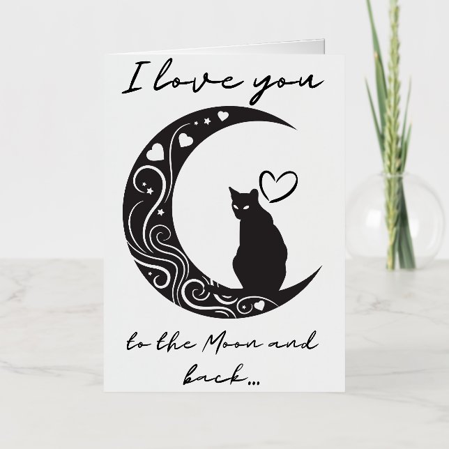 Tarjeta de felicitación romántica de gato simple d (Anverso)