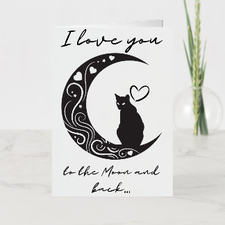 Tarjeta de felicitación romántica de gato simple d