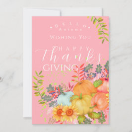 Tarjeta de felicitación rosa del Día de Acción de 