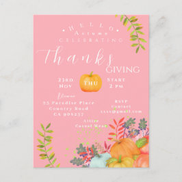 Tarjeta de felicitación rosa del Día de Acción de 