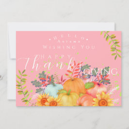 Tarjeta de felicitación rosa del Día de Acción de 