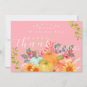 Tarjeta de felicitación rosa del Día de Acción de 