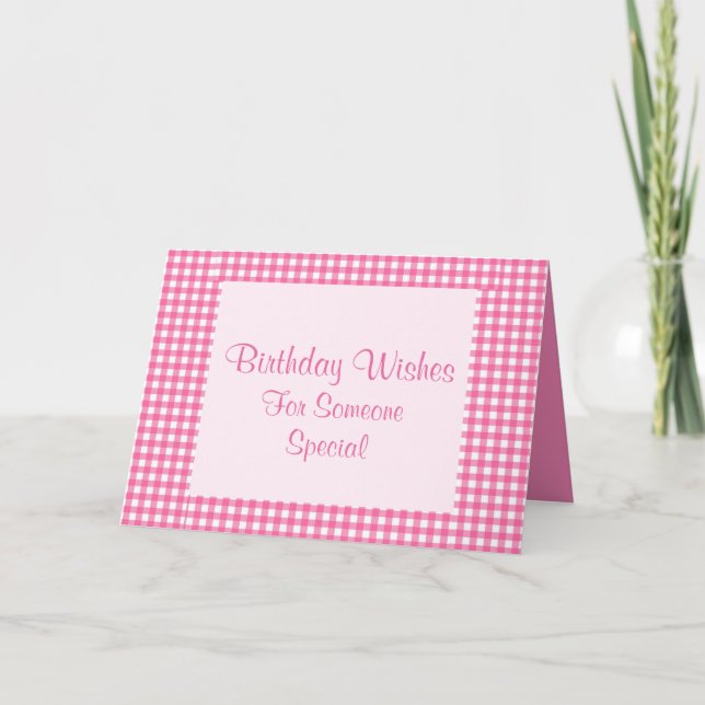 Tarjeta de felicitación Rosa Gingham (Anverso)