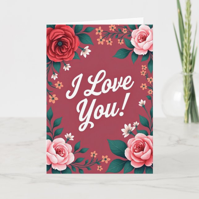 Tarjeta de Felicitación Rosa Te Amo (Anverso)