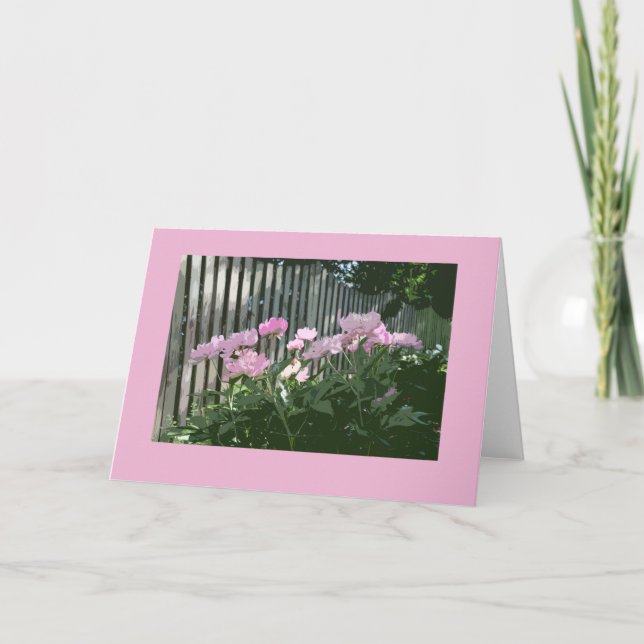 Tarjeta de felicitación rosada de los Peonies (Anverso)