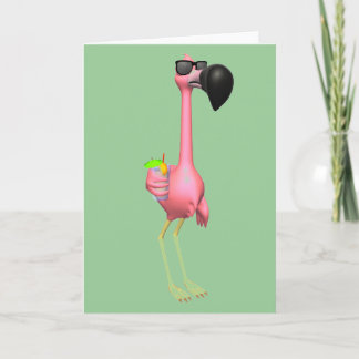Tarjeta de felicitación rosada del flamenco