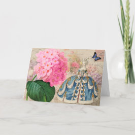 Tarjeta de felicitación rosada del Hydrangea de