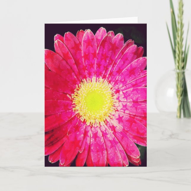 Tarjeta de felicitación rosada estrellada del (Anverso)