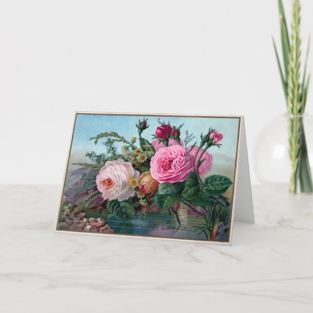Tarjeta de felicitación rosada hermosa de los (Anverso)