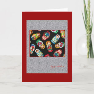 Tarjeta de felicitación rusa de las muñecas de la