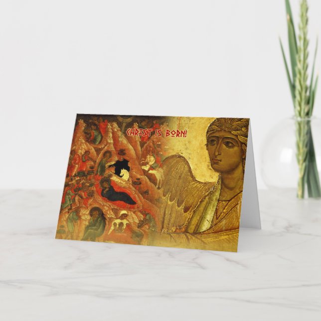 Tarjeta de felicitación rusa del navidad del ángel (Anverso)