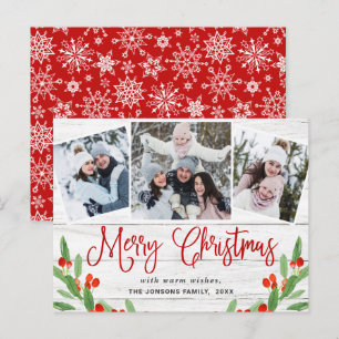 Tarjeta de felicitación Rustic 3 FOTO para Navidad