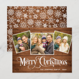 Tarjeta de felicitación Rustic 3 FOTO para Navidad