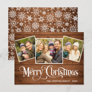 Tarjeta de felicitación Rustic 3 FOTO para Navidad