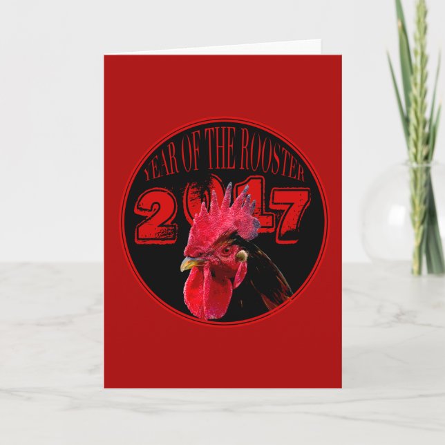 Tarjeta de felicitación Rustic Rooster Year 2017 (Anverso)