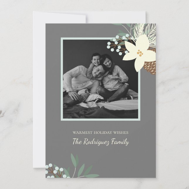 Tarjeta de felicitación Rustic Winter Foliage Flat (Anverso)