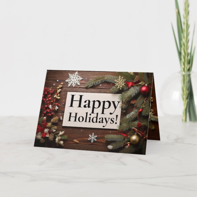 Tarjeta de felicitación Rustic Wood 3 Navidades de (Anverso)