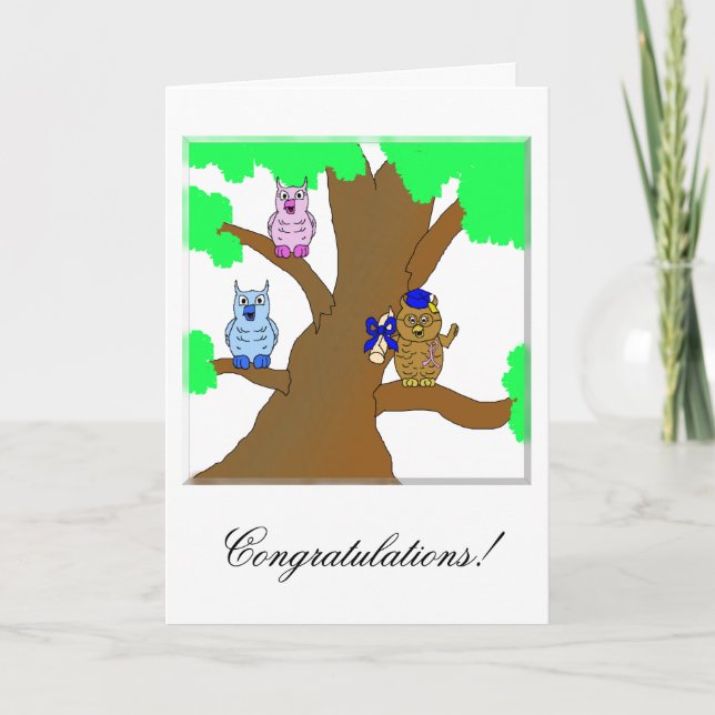 Tarjeta de felicitación sabia del búho (Anverso)