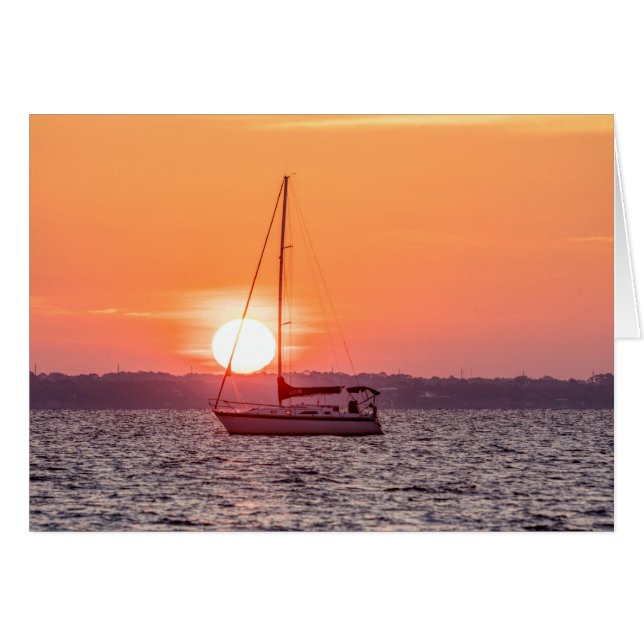 Tarjeta de felicitación Sailboat Sunrise (Anverso (Horizontal))