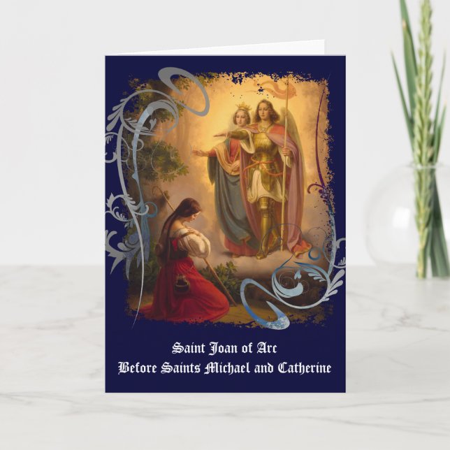 Tarjeta de felicitación Saint Joan of Arc (en blan (Anverso)