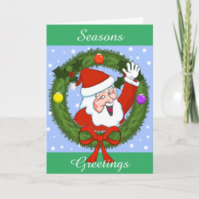 Tarjeta de felicitación Santa Holiday (Personaliza (Anverso)