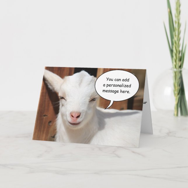 Tarjeta de felicitación satisfecha de la cabra (Anverso)