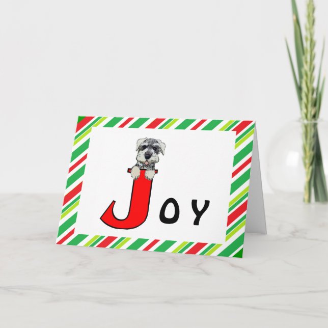 Tarjeta de felicitación Schnauzer de Holiday Joy (Anverso)