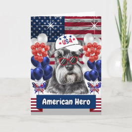Tarjeta de felicitación Schnauzer héroe americano